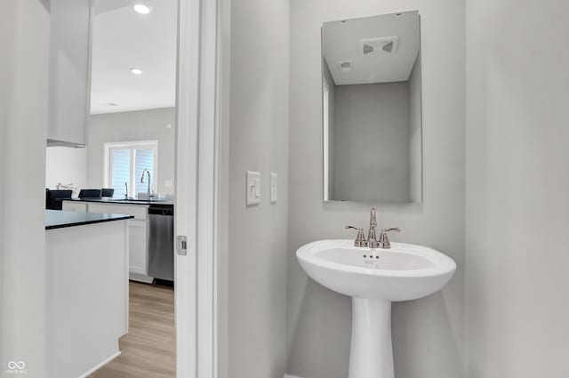 6683 Halsey St, Zionsville, IN 46077 - bathroom with a sink and wood finished floors