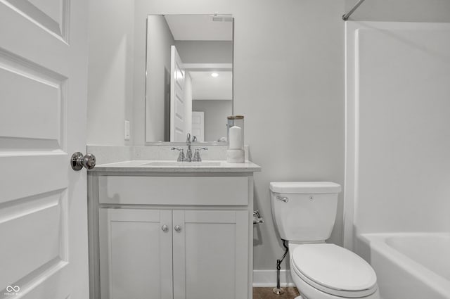 6683 Halsey St, Zionsville, IN 46077 - bathroom featuring toilet, vanity, baseboards, and  shower combination