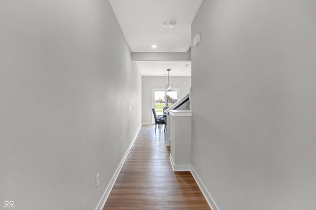 6683 Halsey St, Zionsville, IN 46077 - hallway featuring dark wood-type flooring, baseboards, and recessed lighting