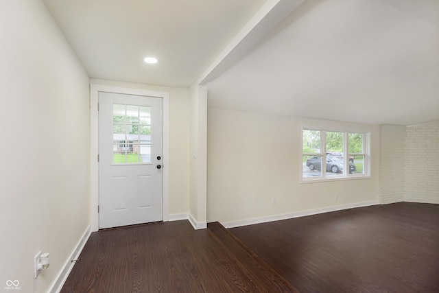125 S Alfonte St, Ingalls, IN 46048 - doorway to outside with dark wood-style floors, healthy amount of natural light, baseboards, and recessed lighting