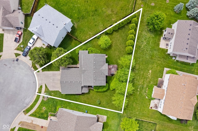 6026 Pennyworth Cir, Indianapolis, IN 46203 - aerial perspective of suburban area featuring property parcel outlined
