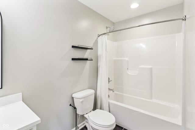 951 Parker Ln, Westfield, IN 46074 - full bath with toilet, vanity, and shower / bathtub combination with curtain