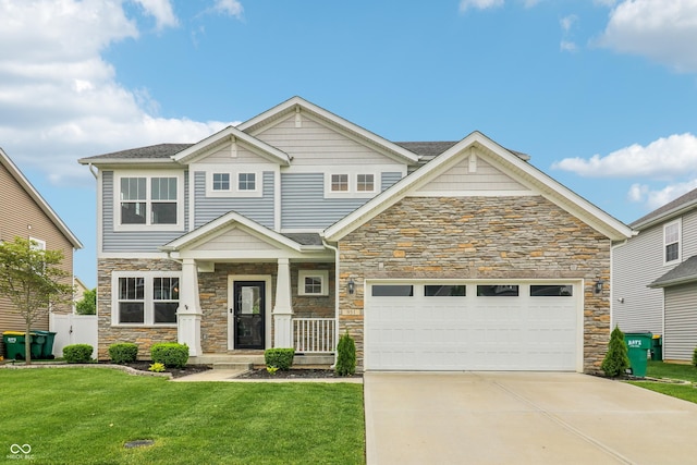 951 Parker Ln, Westfield, IN 46074 - craftsman-style home featuring stone siding, concrete driveway, a front yard, and a garage