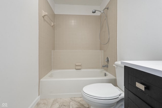 9572 Maple Way, Indianapolis, IN 46268 - bathroom featuring toilet,  shower combination, baseboards, and vanity