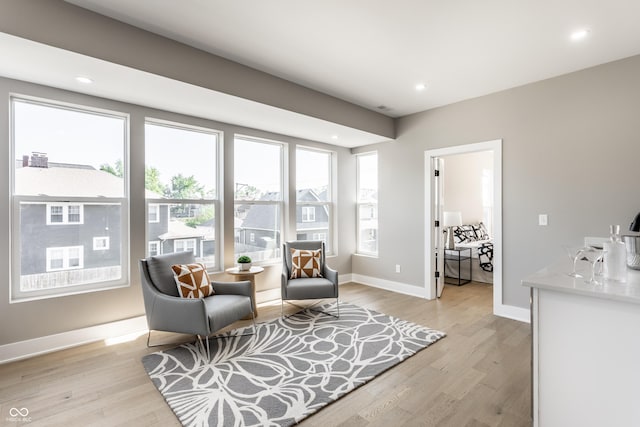 43 N Walcott St, Indianapolis, IN 46201 - sitting room with light wood-type flooring, baseboards, and recessed lighting