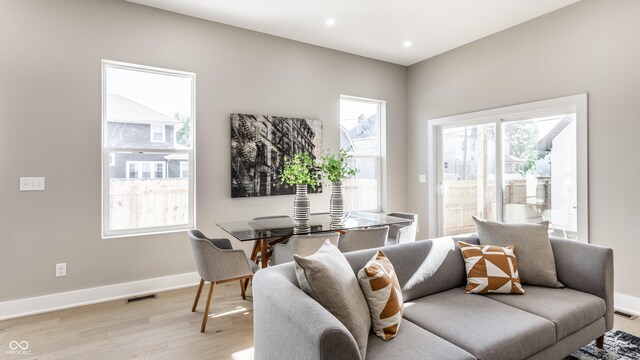 43 N Walcott St, Indianapolis, IN 46201 - dining space with light wood-style flooring, healthy amount of natural light, and baseboards