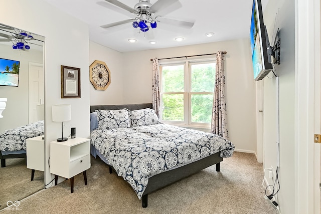 1236 Central Ave, Indianapolis, IN 46202 - bedroom featuring carpet, recessed lighting, and ceiling fan