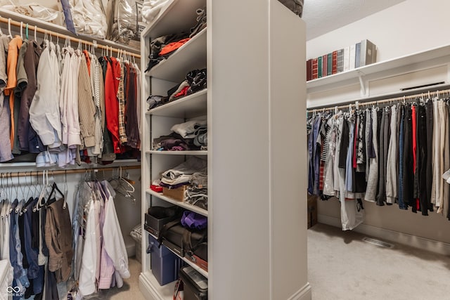 walk in closet featuring carpet floors