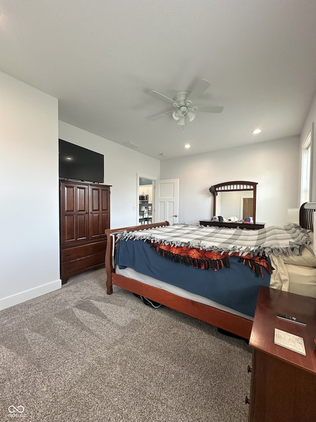951 N Maiellen Dr, Greenfield, IN 46140 - bedroom with ceiling fan, recessed lighting, carpet floors, and baseboards