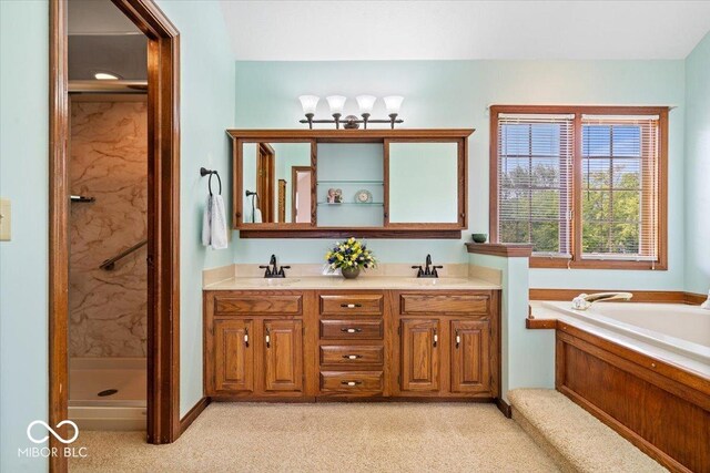 12082 Old Stone Dr, Indianapolis, IN 46236 - full bathroom with a stall shower, double vanity, and a bath