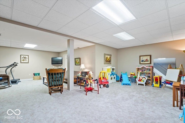 12082 Old Stone Dr, Indianapolis, IN 46236 - game room with carpet floors and a drop ceiling