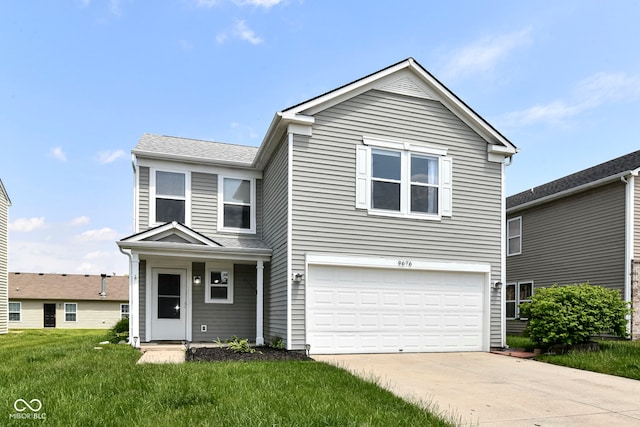 9676 W Constellation Dr, Pendleton, IN 46064 - traditional-style house featuring a garage, concrete driveway, and a front yard