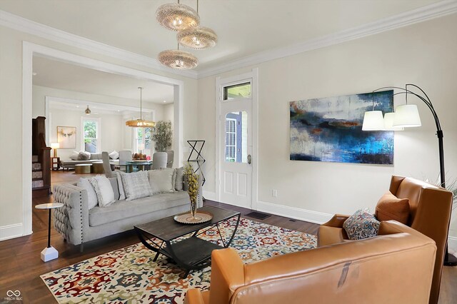 847 N Park Ave, Indianapolis, IN 46202 - living area featuring wood finished floors, crown molding, and baseboards