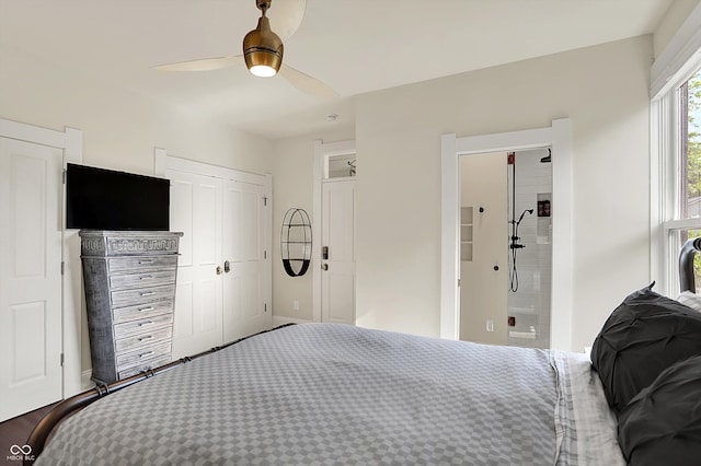847 N Park Ave, Indianapolis, IN 46202 - bedroom featuring a ceiling fan, connected bathroom, and a closet