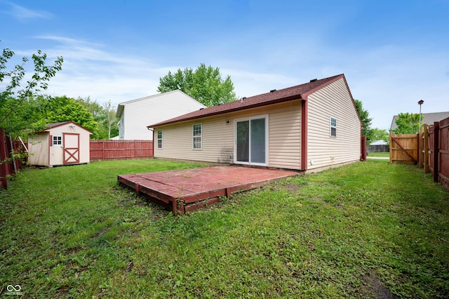 6715 Wandering Way, Indianapolis, IN 46241 - rear view of house featuring a deck, a shed, and an outdoor structure