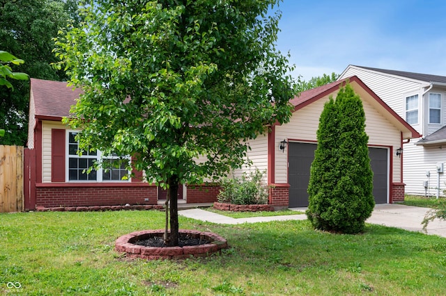 6715 Wandering Way, Indianapolis, IN 46241 - view of property hidden behind natural elements with an attached garage, brick siding, concrete driveway, and roof with shingles