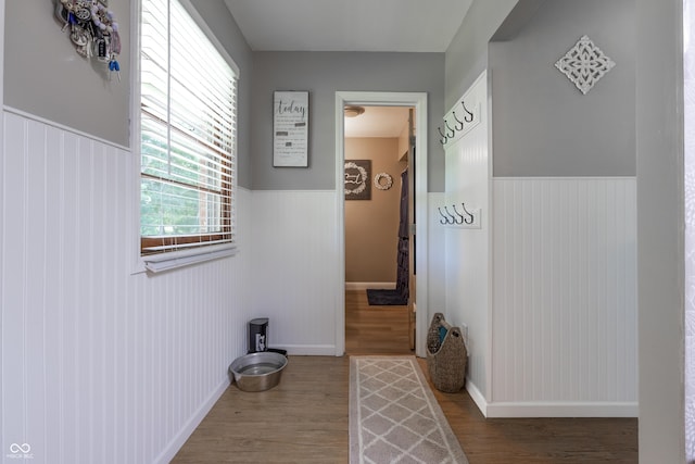6310 E County Road 200 S, Butlerville, IN 47223 - corridor with wainscoting and wood finished floors