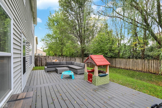 deck featuring an outdoor living space