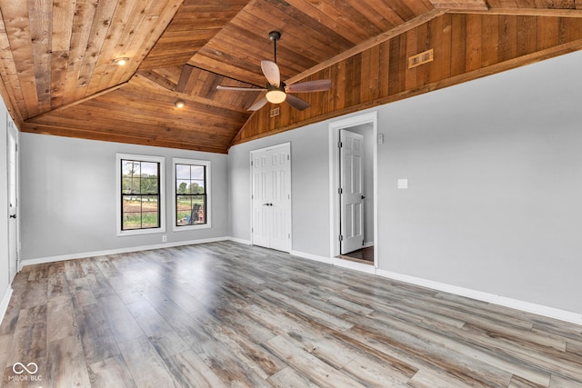 1237 W State Rd 38, Pendleton, IN 46064 - unfurnished bedroom featuring wood ceiling, hardwood / wood-style floors, baseboards, beamed ceiling, and high vaulted ceiling