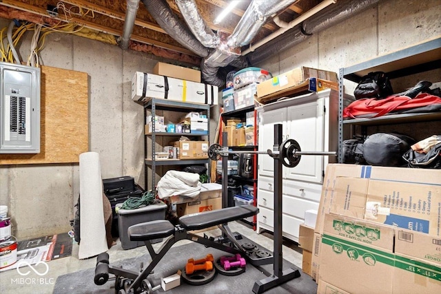 storage room with electric panel