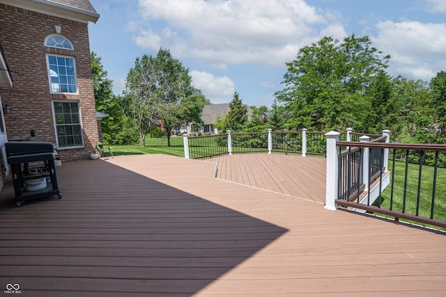 4368 W Eagle Trce, New Palestine, IN 46163 - wooden deck with a yard and grilling area