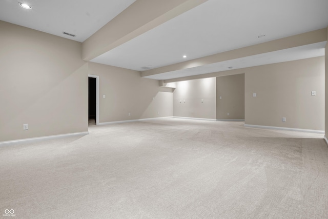 4368 W Eagle Trce, New Palestine, IN 46163 - finished below grade area featuring baseboards, recessed lighting, and light colored carpet