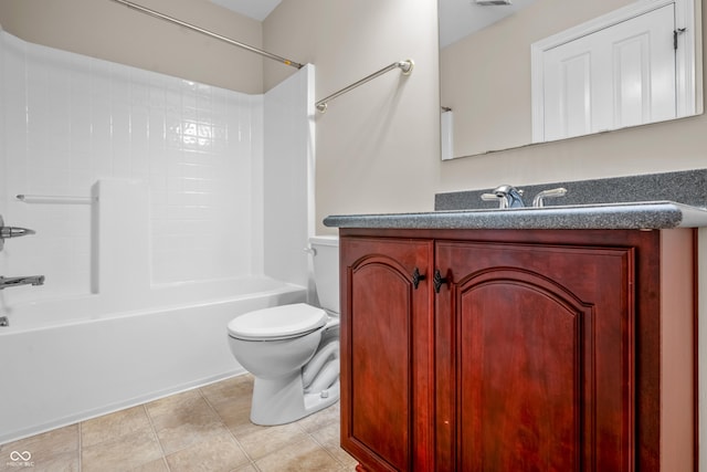 4368 W Eagle Trce, New Palestine, IN 46163 - bathroom with toilet, vanity, washtub / shower combination, and tile patterned flooring