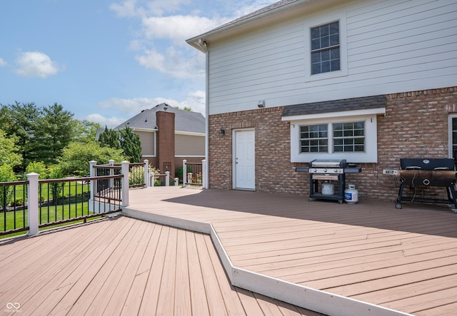 4368 W Eagle Trce, New Palestine, IN 46163 - wooden deck with grilling area