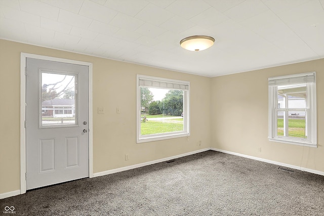 425 Aiken St, Hope, IN 47246 - foyer entrance with healthy amount of natural light and dark carpet