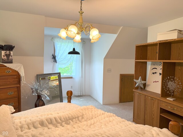 4600 S Tahoe Trl, Crawfordsville, IN 47933 - bedroom featuring light carpet and a chandelier