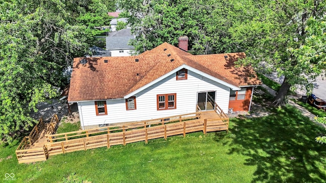 1523 E Mills Ave, Indianapolis, IN 46227 - back of property with a chimney and roof with shingles