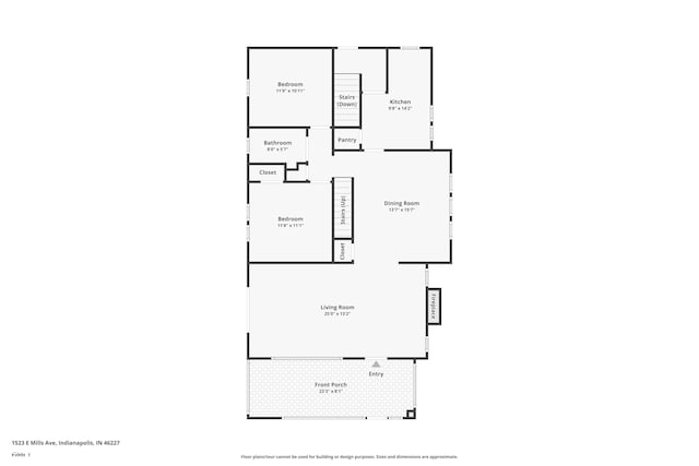 1523 E Mills Ave, Indianapolis, IN 46227 - home floor plan