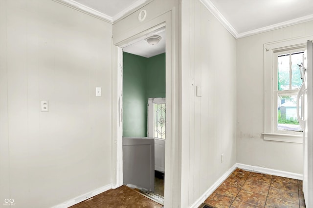 1523 E Mills Ave, Indianapolis, IN 46227 - hall featuring crown molding and baseboards