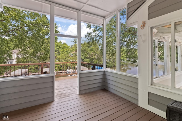 11226 Blackwalnut Pt, Indianapolis, IN 46236 - unfurnished sunroom with a water view, view of scattered trees, and healthy amount of natural light