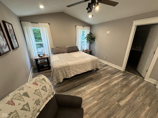 29 Victory, Coatesville, IN 46121 - bedroom featuring wood finished floors, multiple windows, vaulted ceiling, baseboards, and recessed lighting