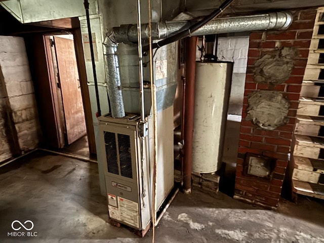 utilities with gas water heater and heating unit