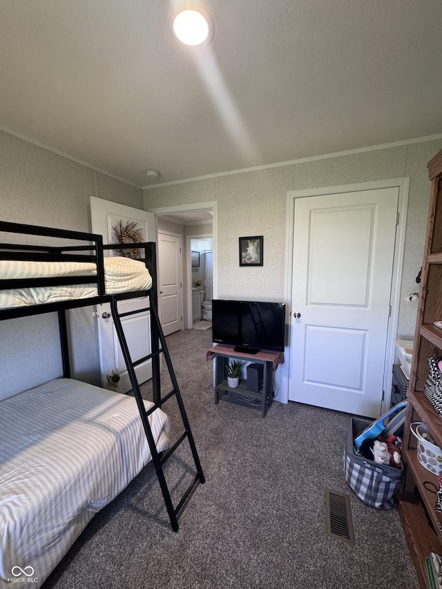 216 E Wabash St, Wingate, IN 47994 - bedroom featuring carpet floors and ornamental molding