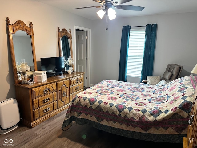 346 W N St, Gosport, IN 47433 - bedroom featuring wood finished floors and a ceiling fan