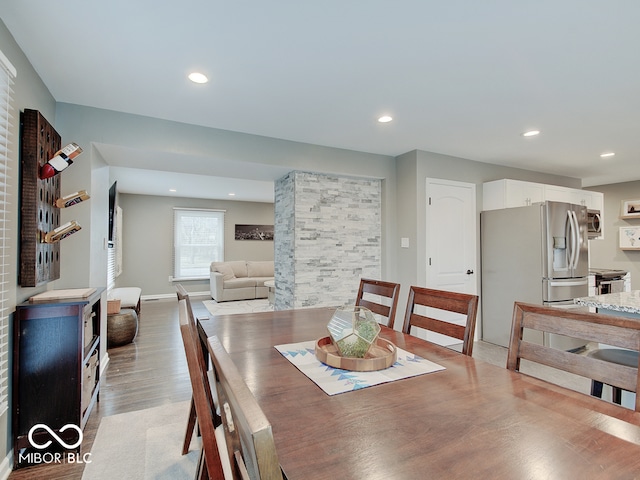 3659 Watson Rd, Indianapolis, IN 46205 - dining area with recessed lighting, light wood-style flooring, and baseboards