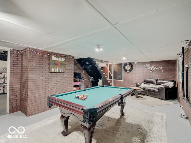 3659 Watson Rd, Indianapolis, IN 46205 - playroom featuring brick wall and billiards table