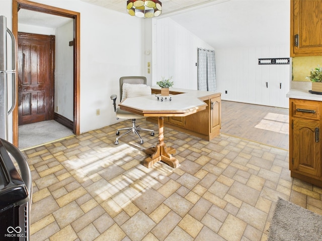 814 Walnut St, Anderson, IN 46012 - dining space with vaulted ceiling