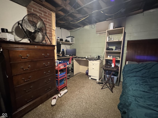 144 S 7th Ave, Beech Grove, IN 46107 - bedroom with carpet and concrete block wall