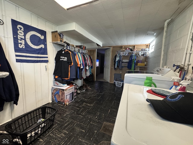 144 S 7th Ave, Beech Grove, IN 46107 - finished below grade area featuring separate washer and dryer and tile patterned floors