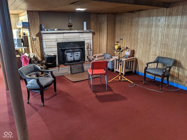 7114 Locust Lake W Dr, Spencer, IN 47460 - living area featuring carpet flooring and wooden walls