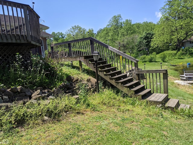 7114 Locust Lake W Dr, Spencer, IN 47460 - wooden terrace with stairway