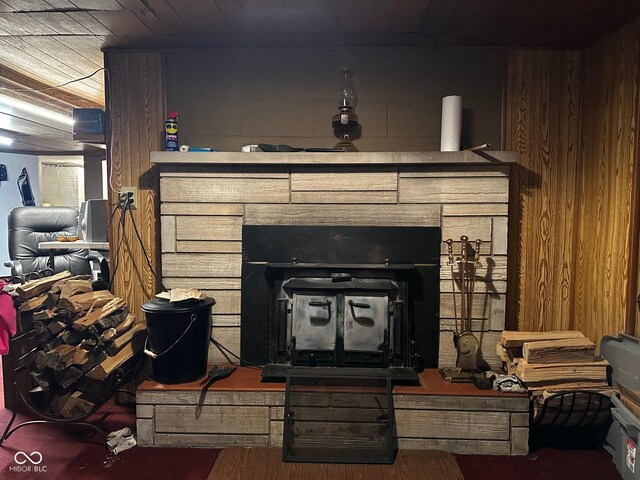 7114 Locust Lake W Dr, Spencer, IN 47460 - detailed view of wooden walls and a fireplace
