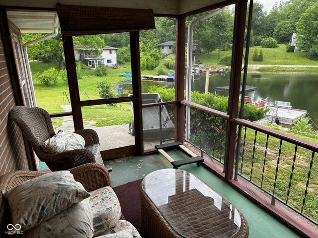 7114 Locust Lake W Dr, Spencer, IN 47460 - sunroom with a water view and view of wooded area