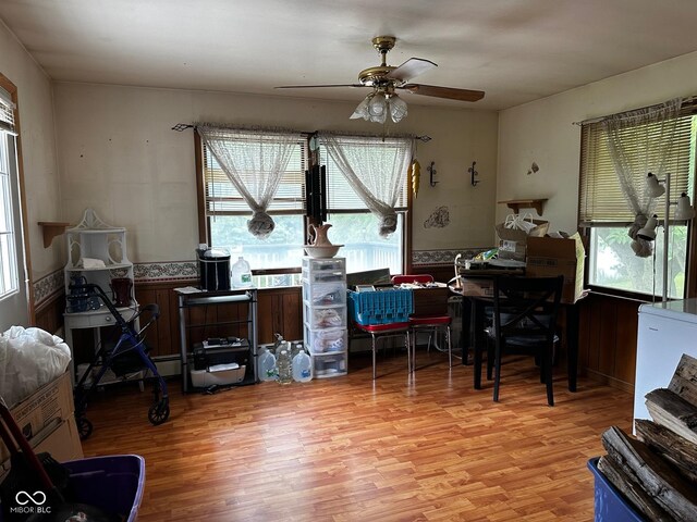 7114 Locust Lake W Dr, Spencer, IN 47460 - dining space with light wood-style flooring and ceiling fan