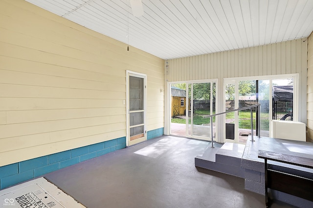 view of unfurnished sunroom
