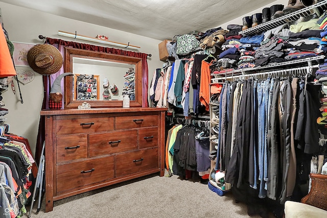 spacious closet featuring carpet